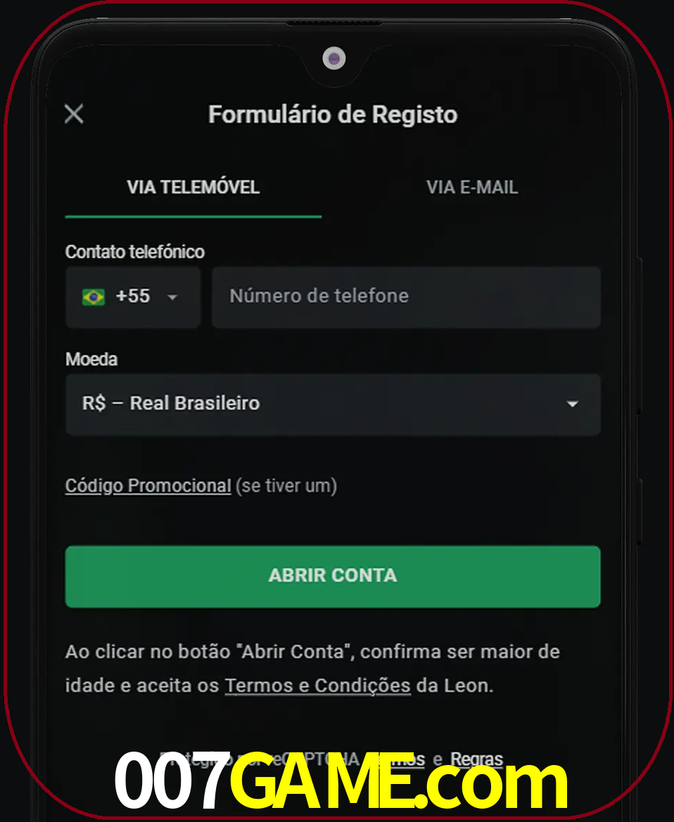 Abra o aplicativo e inicie o processo de registro.