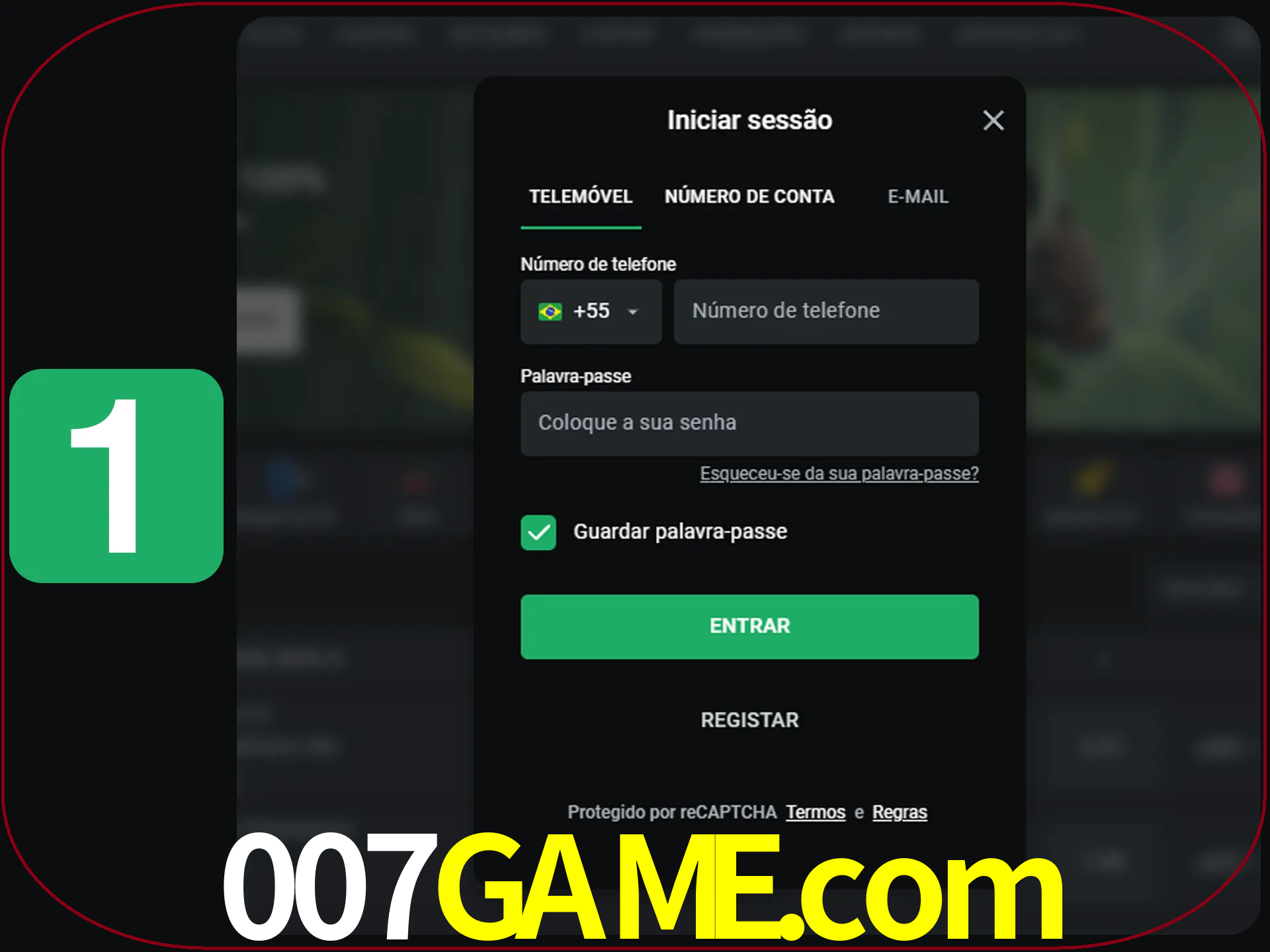 Clique no botão Entrar.